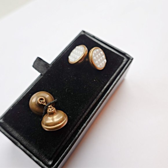 Wedding Cufflinks, White Pearl Art Deco Cufflinks - Picture 2 of 2